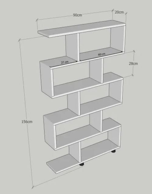 cumpără Raft de birou Trendy Elif, Pin 90x156x20cm, raft de carti în Chișinău 