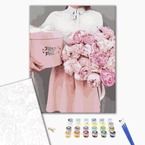 cumpără Tablou pe numere BrushMe BS37543 (în cutie) Bujori cadou în Chișinău 