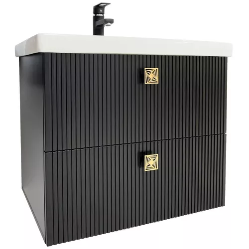 cumpără Dulap pentru lavoar Mashtab 11871 Toledo cu 2 sertare 70cm Negru Mat în Chișinău 