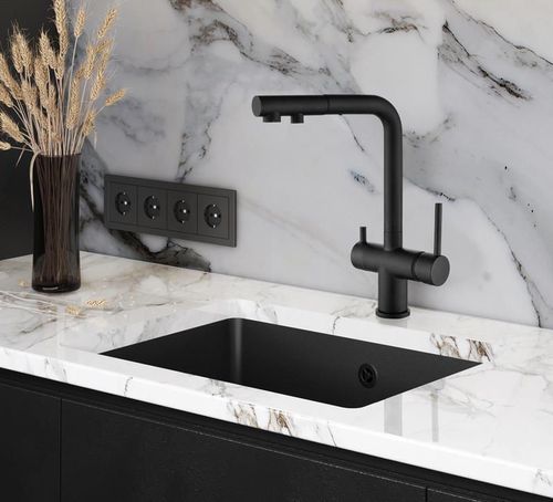 cumpără Bateria bucătărie Helika-AquaSanita 2683-601 AKVADUO PLUS Black metallic în Chișinău 