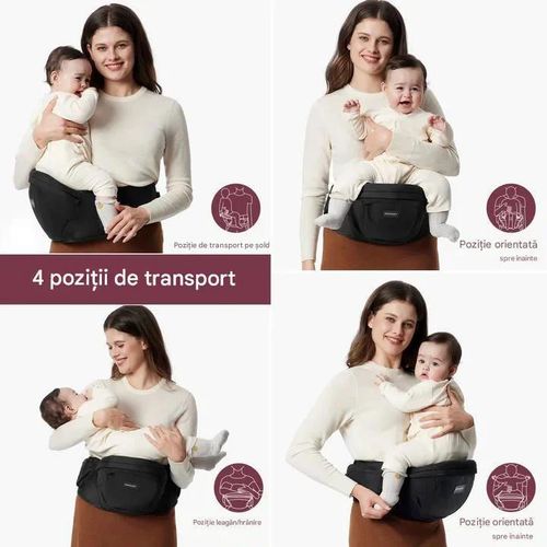 купить Кенгуру Momcozy HC002-BL12NB-A Suport ergonomic pe sold Carrier Black Medium в Кишинёве 