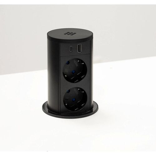 cumpără Priză electrică ASA Plastici 060.47F.00115 Versalift round version 2 sockets F + 1 USB 5V (A+C) + wireless Black methacrylate în Chișinău 