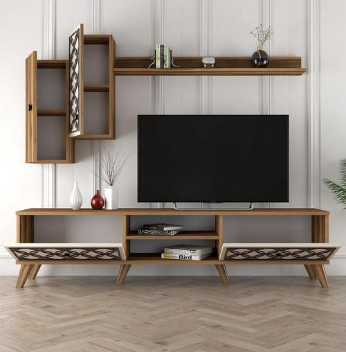 cumpără Set mobilă living Trendy Clasa S, Nuc, Crema 180x44x35cm în Chișinău 