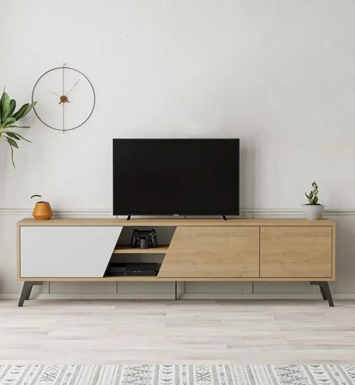 cumpără Comodă TV Trendy Fiona, Stejar, Alb 180x48x35cm în Chișinău 