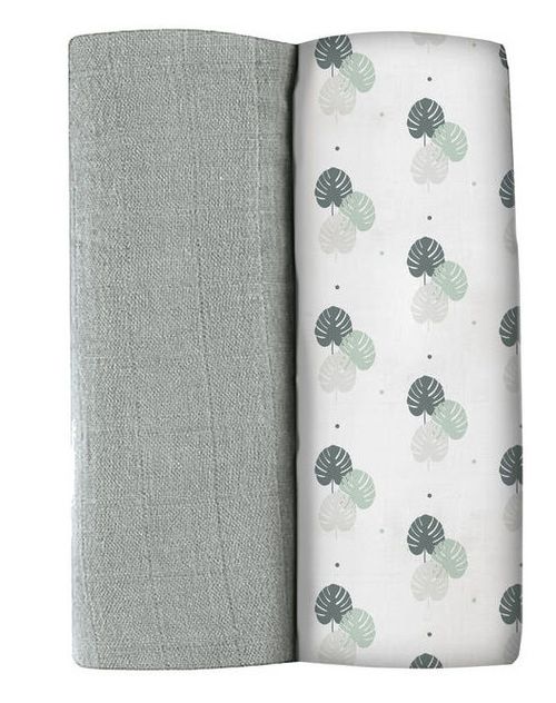 Set pelincute din muslin Beaba Mirage Grey/Jungle (2 buc) 120x120 cm 