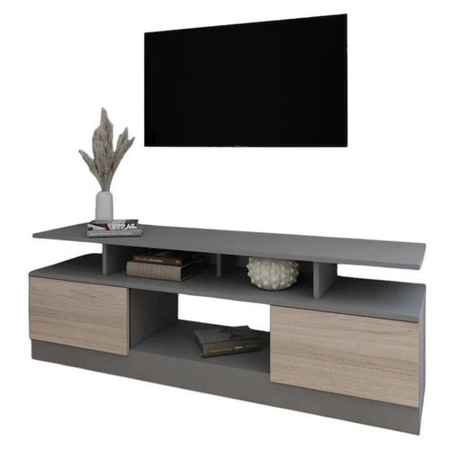 cumpără Comodă TV Smartex (16515) Т9 140cm TV Grafit+Stejar Deschis în Chișinău 