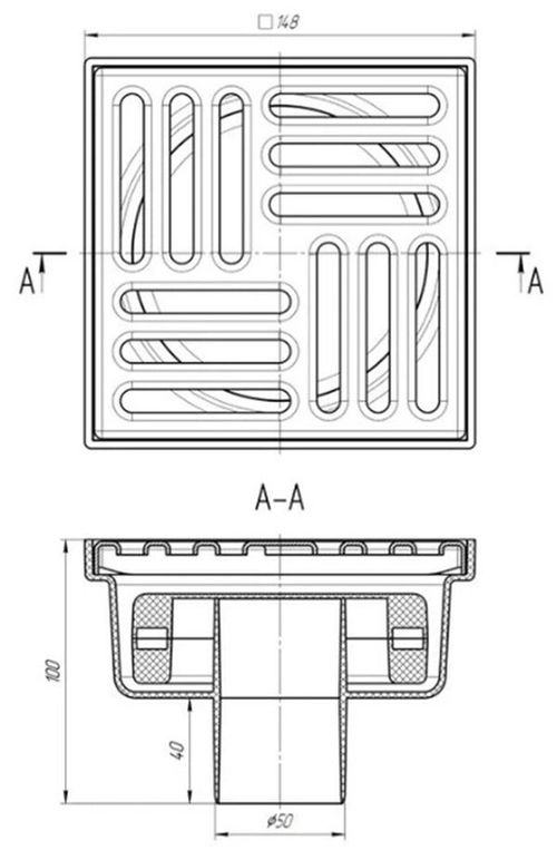 купить Душевой трап Aniplast TQ5212EU vertical, Ø50mm, grate din inox, 150x150, uscat в Кишинёве 