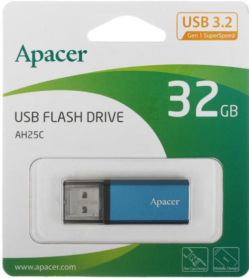 купить Флеш память USB Apacer AP32GAH25CU-1 USB 3.2 Gen 1 AH25C 32GB Blue RP в Кишинёве 