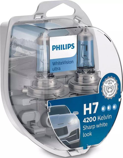 купить Автомобильная лампа Philips H7 WhiteVisionUltra +60% (4200K) 12V 55W PX26d BL (2 шт) (12972WVUSM) в Кишинёве 
