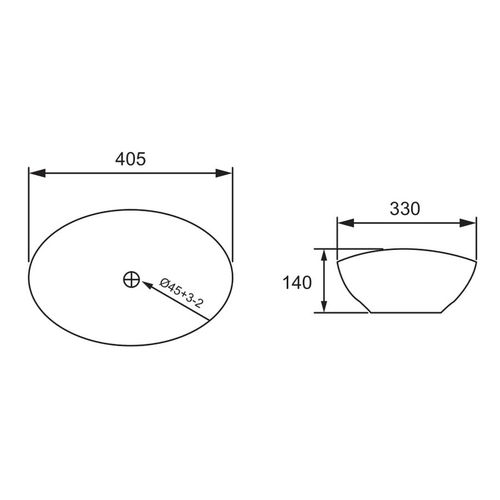 Lavoar 40,5 * 33 * 14cm montat la suprafață oval mat VOLLE 