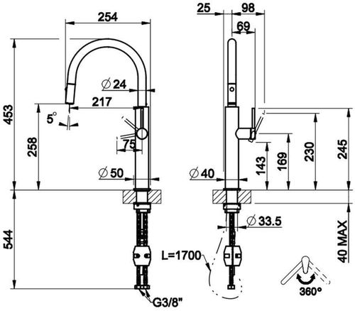купить Смеситель кухонный Gessi 60024-299 Gessi 316 Matte Black в Кишинёве 