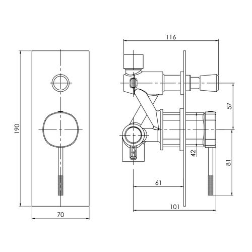 Baterie de baie IMPRESE BRENTA pentru instalare ascunsă crom 35 mm (baie) 