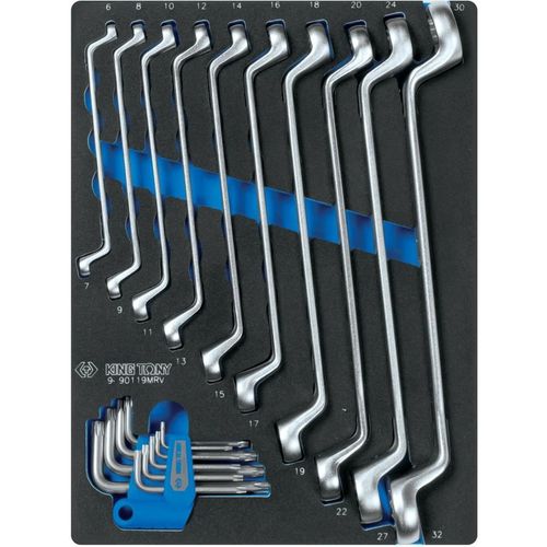купить Набор ручных инструментов King Tony 9-90119MRV ключи накидные 75град. 6-32мм и TORX L-образных, 19 пр. (FOAM) в Кишинёве 