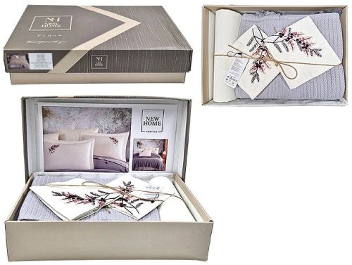 купить Домашний текстиль Promstore 57065.3 Lenjerie de pat 2pers NewHome Pike L.Grey cu broderie в Кишинёве 