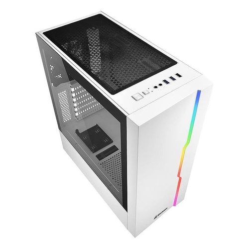 cumpără Carcasa Sharkoon RGB SLIDER White ATX Case, Side Panel of Tempered Glass, no PSU, Tool-free, Cable Management, Front Panel ARGB LED Strip, Fans: Rear 1x120mm installed, ARGB Controller, 2x3.5 în Chișinău 