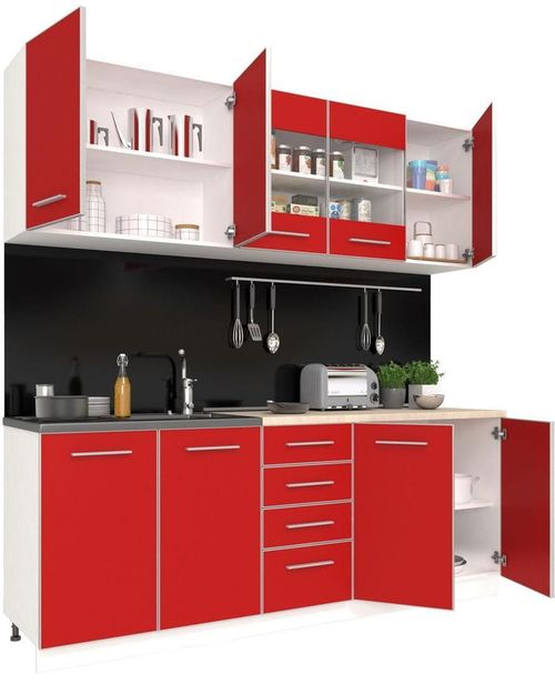 купить Мебель для кухни Haaus Riga 2.0m (White/Red) в Кишинёве 