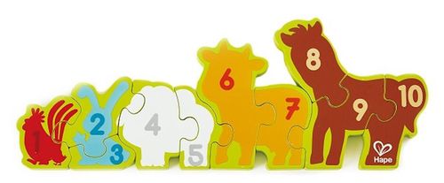 cumpără Puzzle Hape E1628 Puzzle din lemn cu cifre Animalele la fermă în Chișinău 