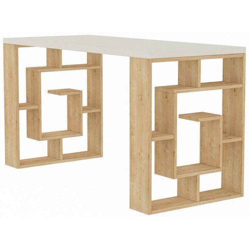 cumpără Masă de birou Trendy Labirint, alb, stejar 140x75x60cm în Chișinău 