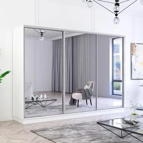 cumpără Dulap Mobildor-Lux Fox uși glisante din oglinzi (310x60x220H cm) Alb în Chișinău 