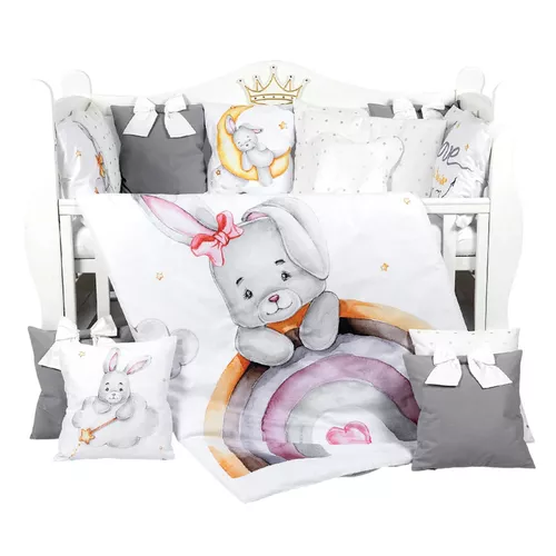 cumpără Lenjerie de pat pentru copii PernaMea Set lenjerie 8 piese Premium Iepuras gri (PM.105896/3) în Chișinău 