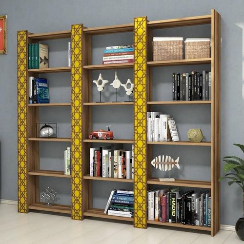 cumpără Raft de birou Trendy Orasul 3, Nuc, Galben 184x170x24cm, raft de carti în Chișinău 