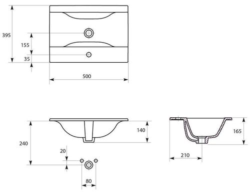 cumpără Lavoar Cersanit Ontario 500x395x165 în Chișinău 