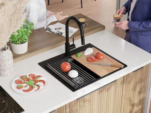 купить Мойка кухонная Primagran Oslo 60 Top Black metallic + accesorii 530x580 MONKM в Кишинёве 