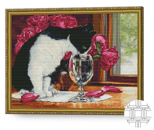 cumpără Tablou pe numere Art Gallery QB203479 Mozaic cu diamante patrate 40x50cm Pisica aristocrata în Chișinău 