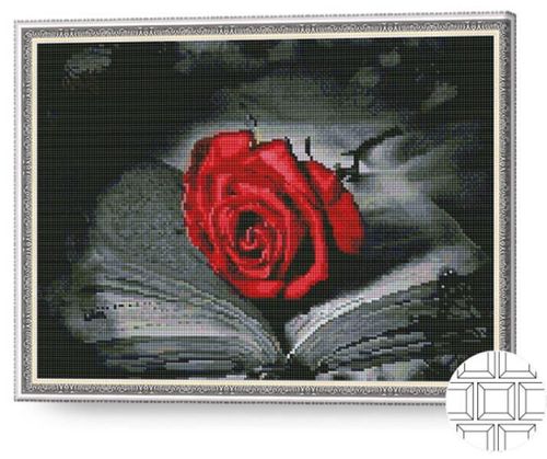 купить Картина по номерам Art Gallery QB204083 Mozaic cu diamante patrate 40x50cm Trandafir rosu pe carte в Кишинёве 