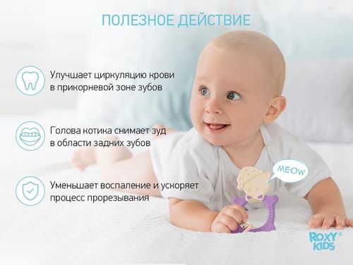 cumpără Iinel dentiție Roxy Kids RMT-002 Прорезыватель MEOW TEETHER, сиреневый în Chișinău 