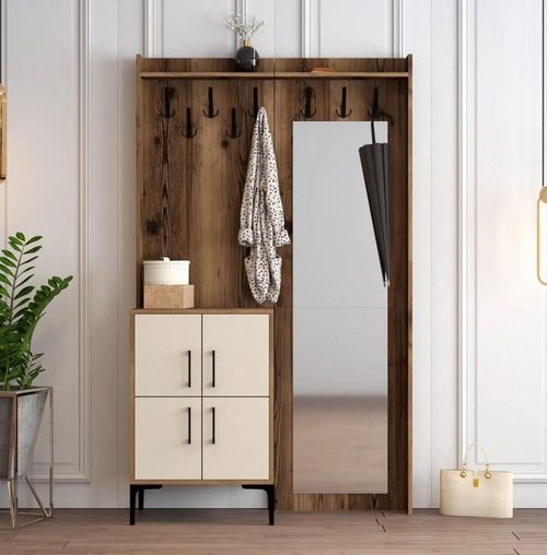 купить Мебель для прихожей Trendy Berlin BC, Nuc, Crem 120x200x35cm (GTR001352) в Кишинёве 