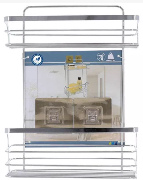 купить Полка для ванной Tendance 55838 2 уровня самоклеящиеся 39X26.4X11 см, нержавеющая сталь в Кишинёве 