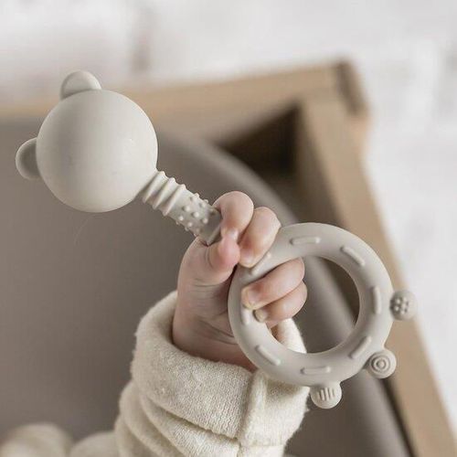cumpără Iinel dentiție Nattou 874489 Silicone Rattle bear beige în Chișinău 