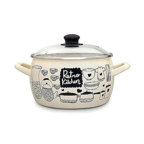 cumpără Cratiță Promstore 54166 emailata Retro 18cm, 3,3l, capac din sticla în Chișinău 