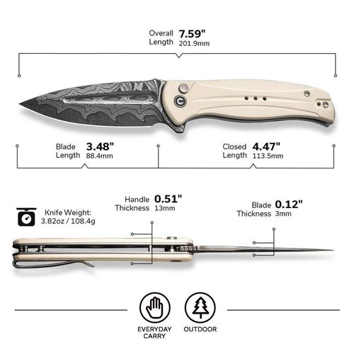 купить Нож походный Civivi C23053-DS1 Incindie, G10, Button Lock в Кишинёве 