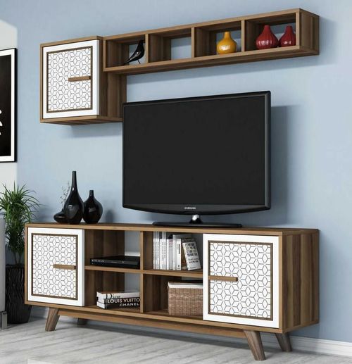 купить Стенка Trendy Ayla, Nuc, Alb 160x56x35cm в Кишинёве 