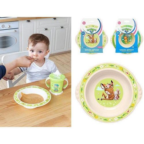 купить Посуда для кормления Бытпласт 45683 Тарелка детская глубокая 20cm Пластишка, зеленая в Кишинёве 