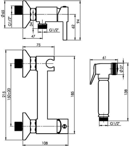 купить Смеситель для биде Rubineta Onyx 150 в Кишинёве 