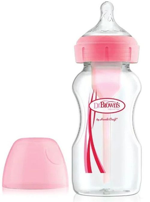 купить Поильник Dr. Brown's 072239318218 Biberon cu gat larg Options+ Roz, tetina nivel 1 (0-3 luni), 270ml в Кишинёве 