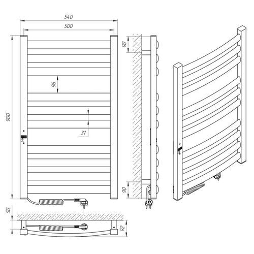 купить Полотенцесушитель Laris Atlant Premium CK10 500 х 900 electro L в Кишинёве 