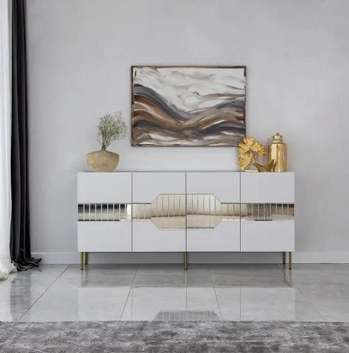 купить Комод Trendy Milano, Alb, Auriu (GTR001210) в Кишинёве 