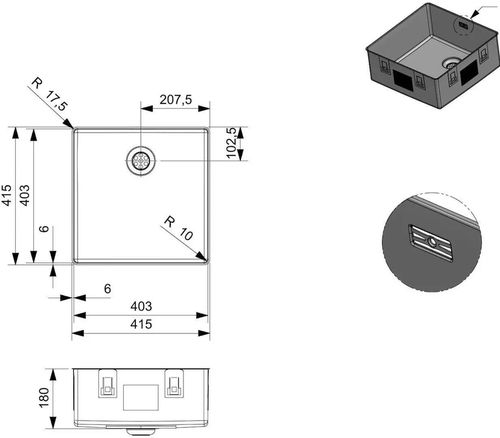 купить Мойка кухонная Reginox R38079 New York 40x40 Slim в Кишинёве 