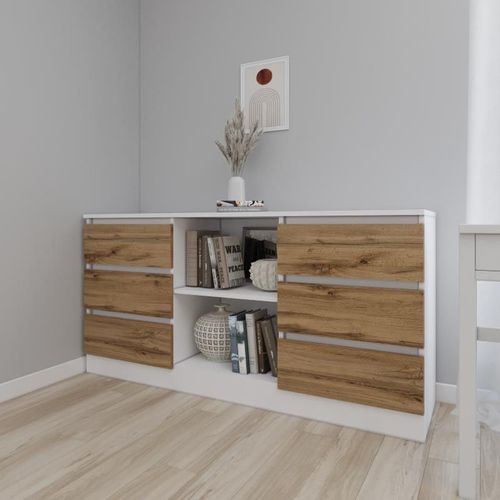 cumpără Comodă Smartex (16134) Т3 120cm Alb+Stejar inchis în Chișinău 
