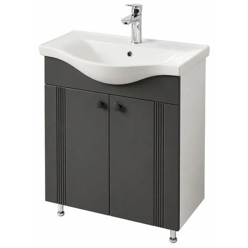 купить Шкаф под умывальник Mashtab 12129 Palma (Basic) cu 2 uși 650x370x850 Alb mat-Antracit в Кишинёве 
