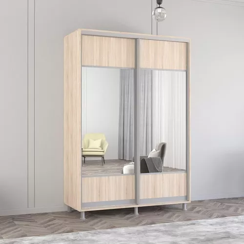 купить Шкаф Mobildor-Lux Арон с горизонтальными раздвижными дверцами из зеркала (160x60x200H см) Sonoma в Кишинёве 