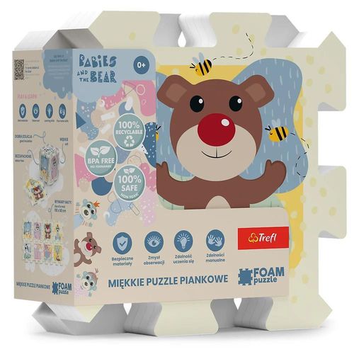 cumpără Covoraș de joacă Trefl 61615 Puzzle din spumă. Bebelușii și ursul 2023 în Chișinău 