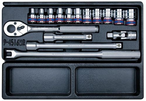 купить Набор ручных инструментов King Tony 9-4516MR набор 1/2" головок 6 гран. 8-24мм принадл. 16 пр. в Кишинёве 