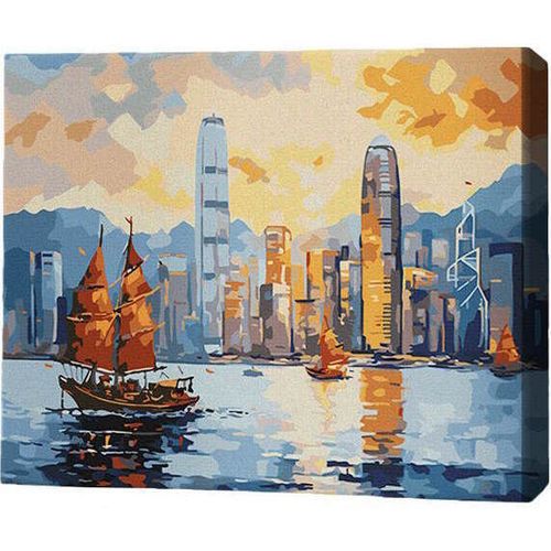 cumpără Tablou pe numere BrushMe MG0004FC 40х50cm (fără cutie) Hong Kong la apus în Chișinău 