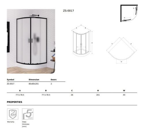 cumpără Cabină de duș New Trendy Suvia Black Quadrant Matt 80x80x206 (ZS-0017) în Chișinău 