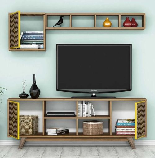 купить Стенка Trendy Inci, Nuc, Galben 160x56x35cm в Кишинёве 